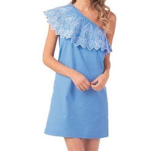 Mud Pie Laurel One Shoulder Periwinkle Shift Dress